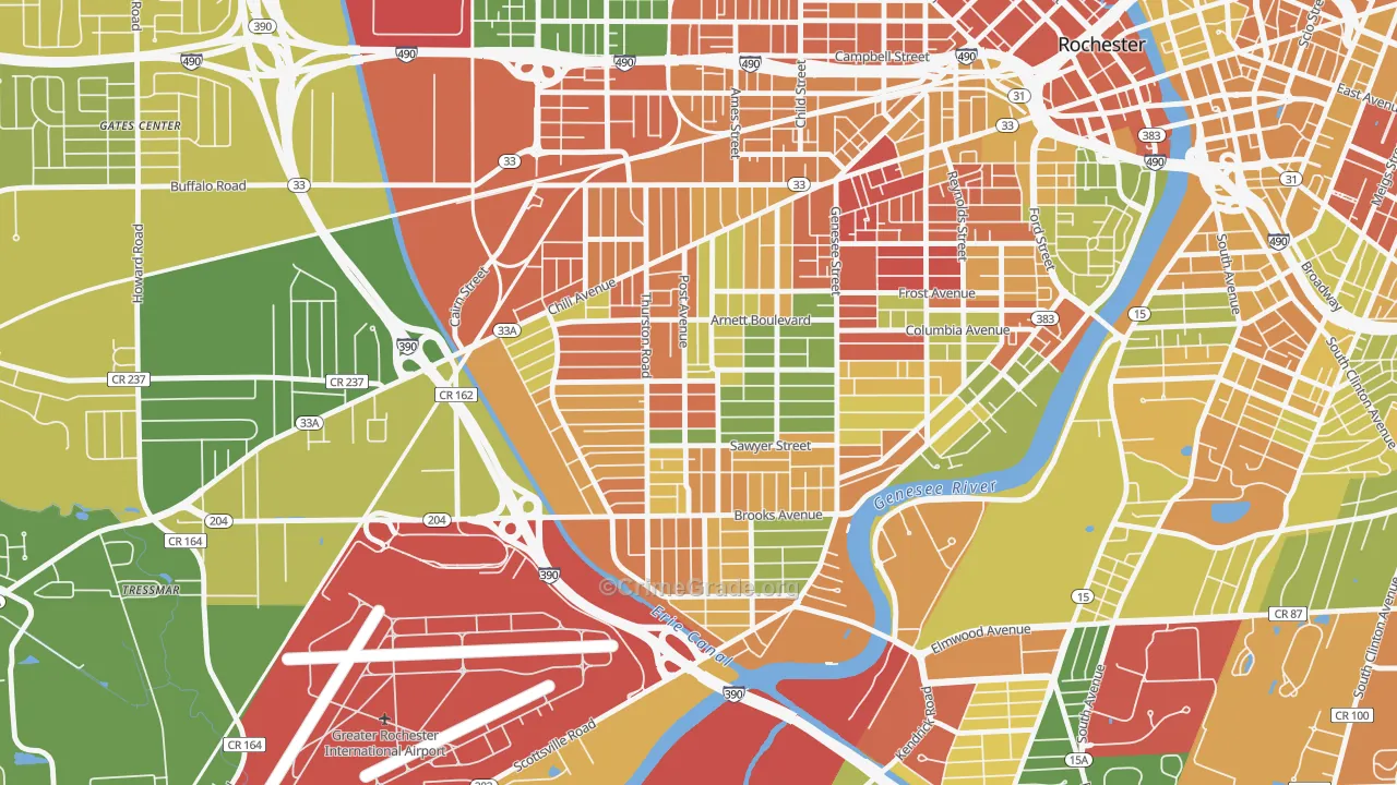 19th Ward, Rochester, NY Map of Arson Rates