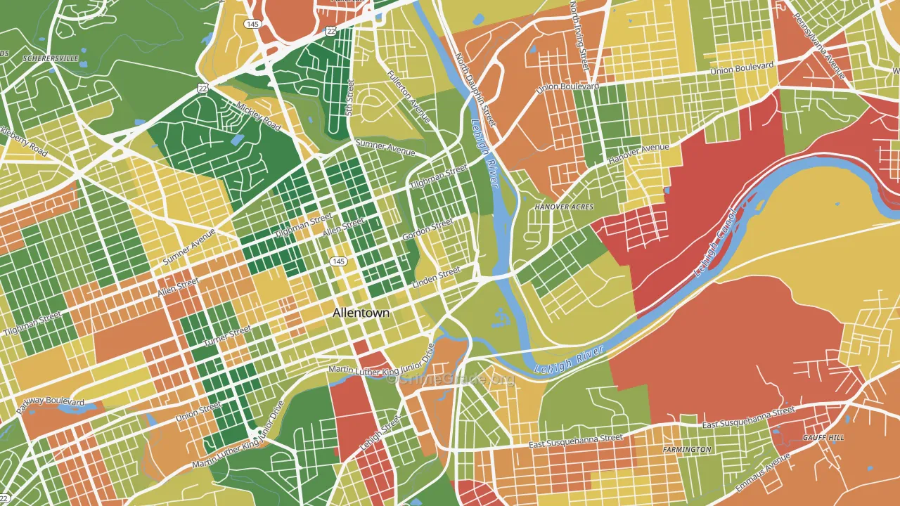 1st Ward, Allentown, PA Map of Arson Rates