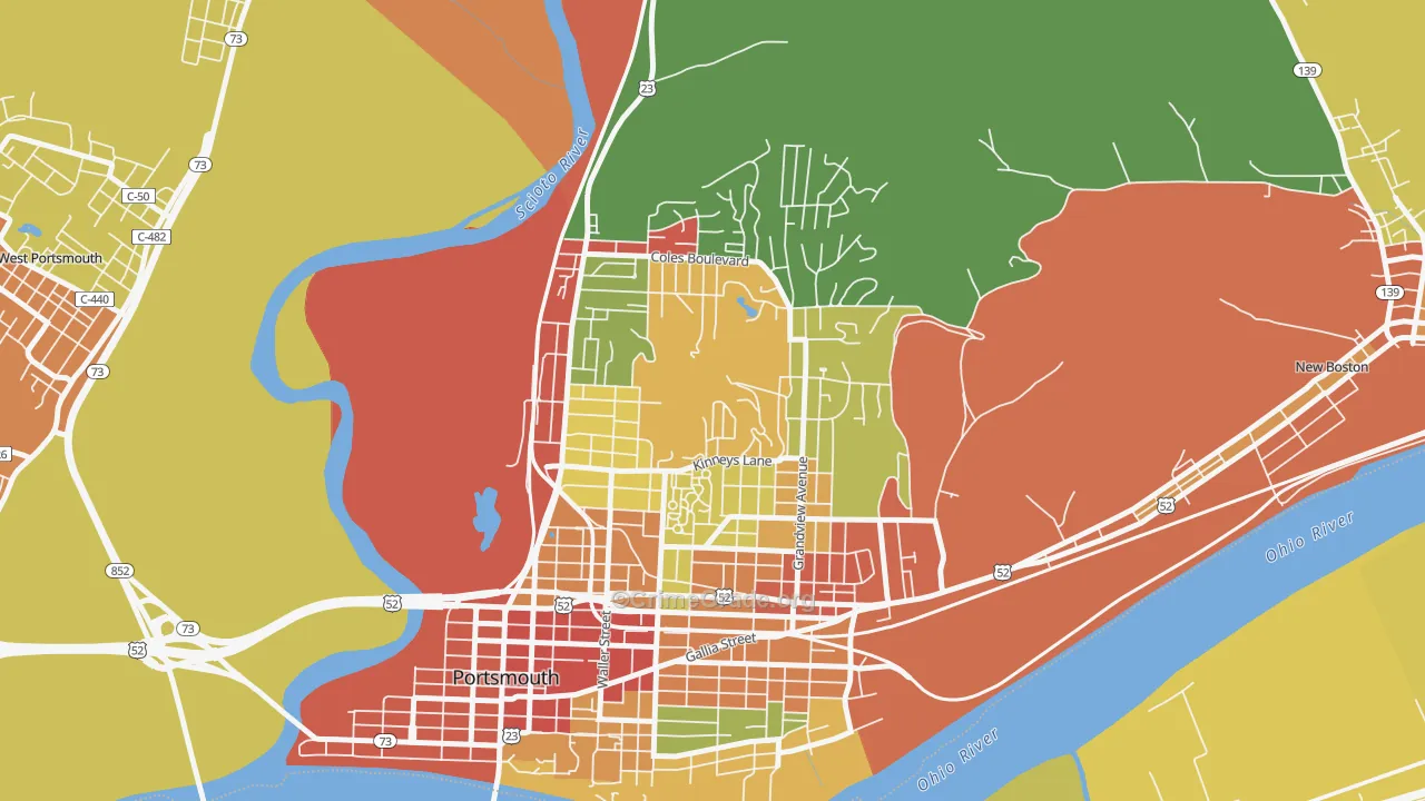 3rd Ward, Portsmouth, OH Map of Arson Rates