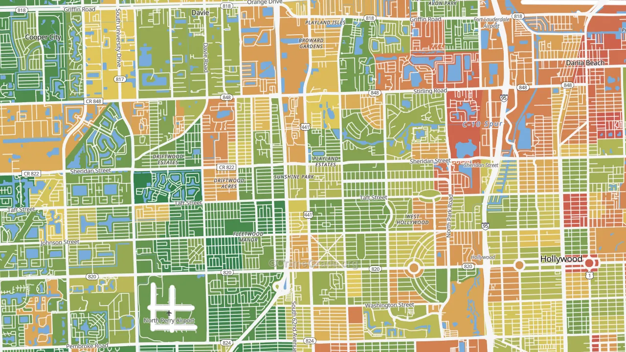 441 Corridor, Hollywood, FL Map of Arson Rates