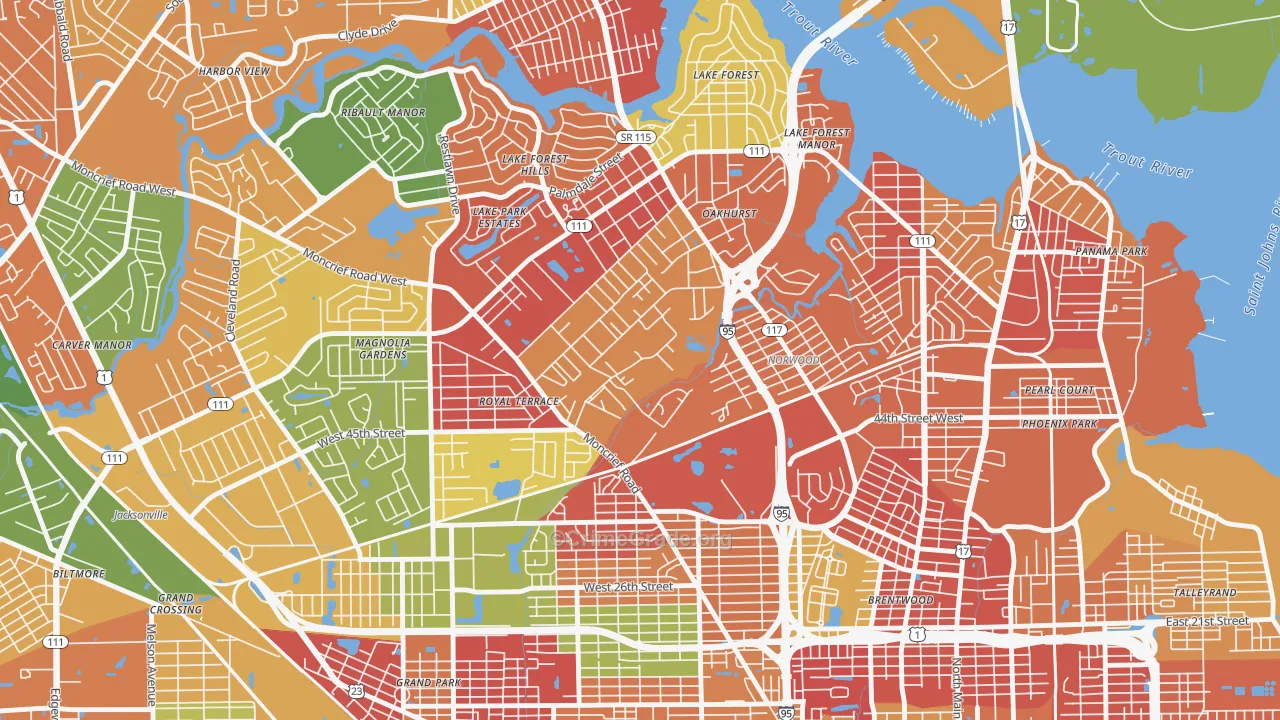 45th and Moncrief, Jacksonville, FL Map of Arson Rates