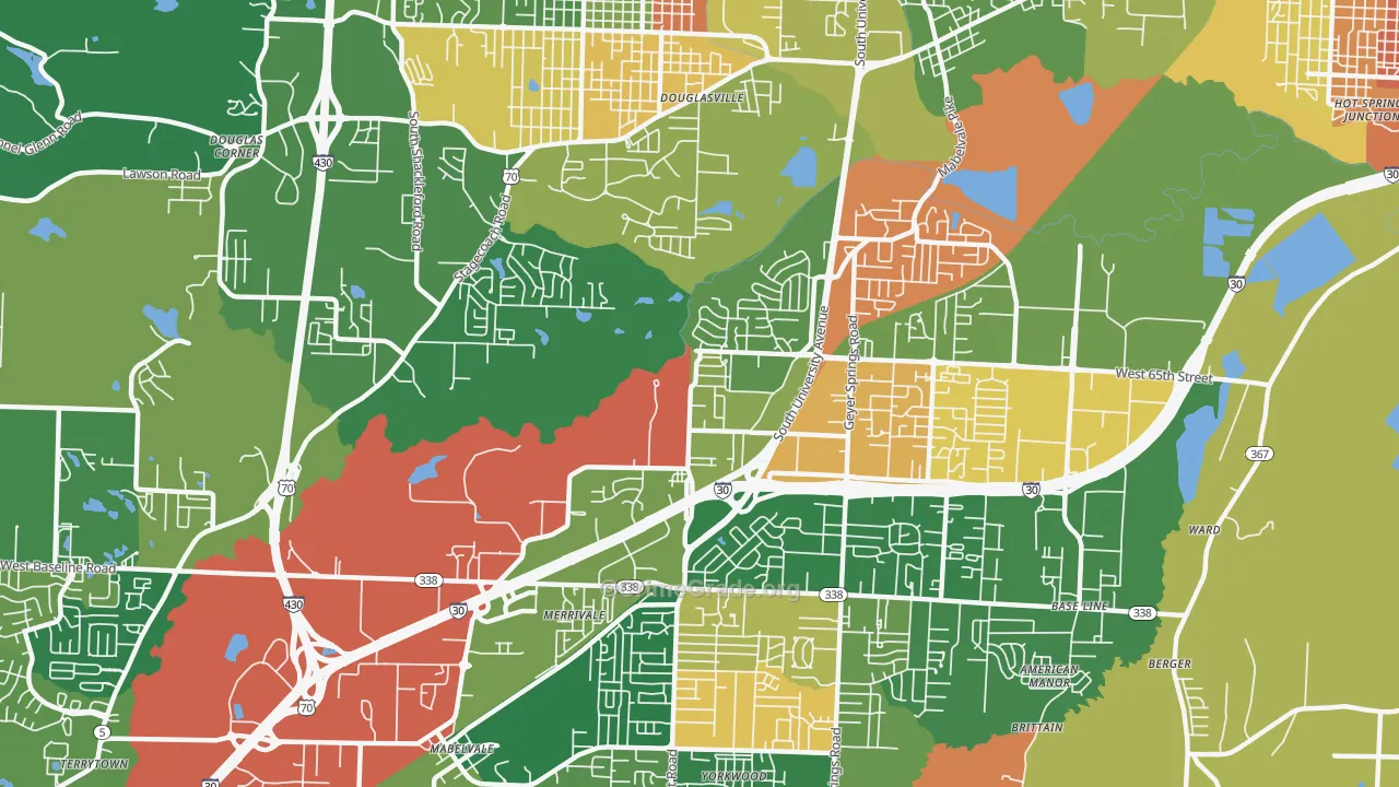 65th Street West, Little Rock, AR Map of Arson Rates