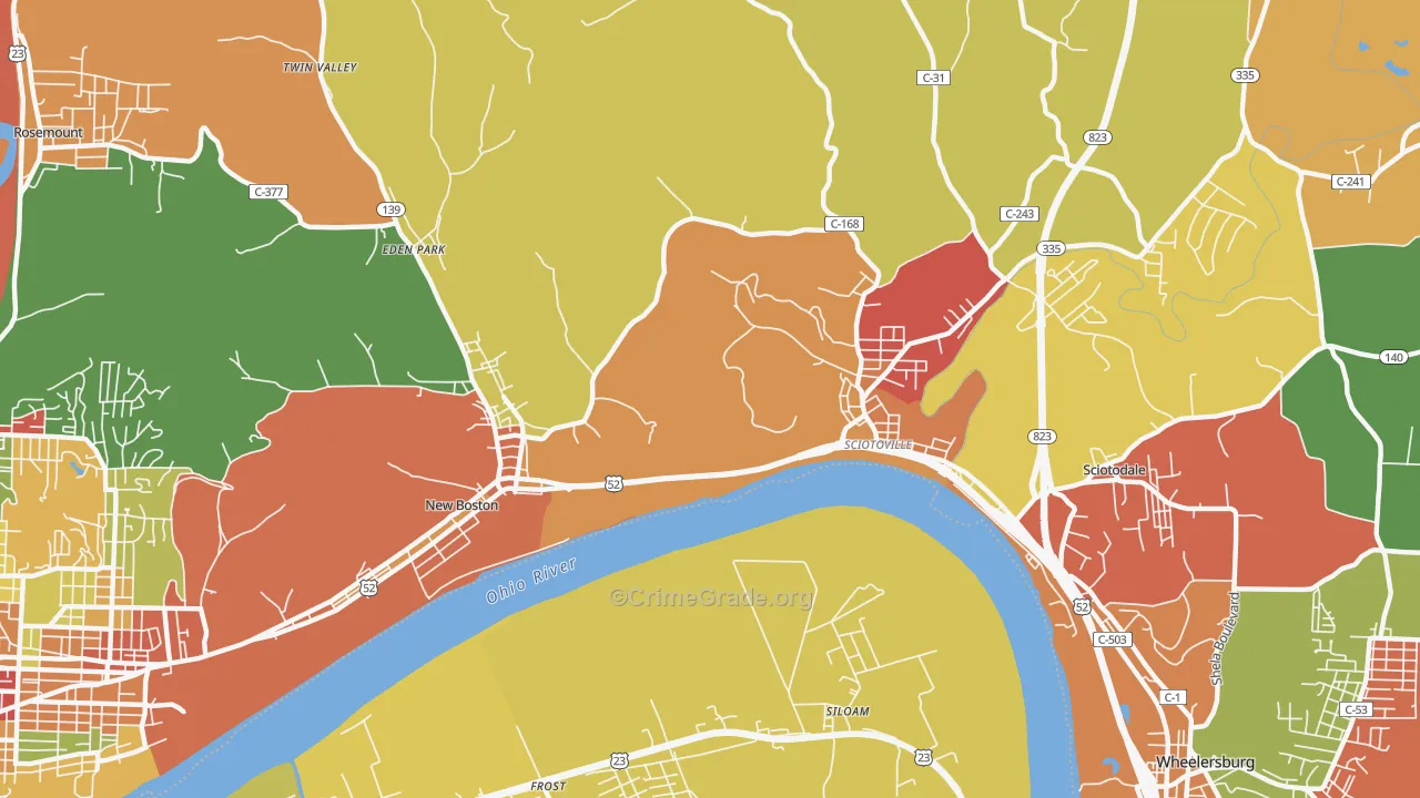 6th Ward, Portsmouth, OH Map of Arson Rates