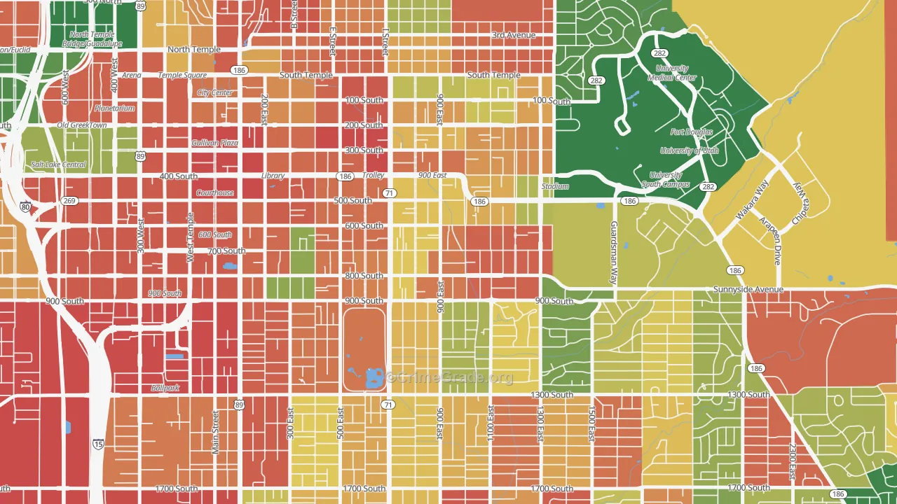 9th and 9th, Salt Lake City, UT Map of Arson Rates