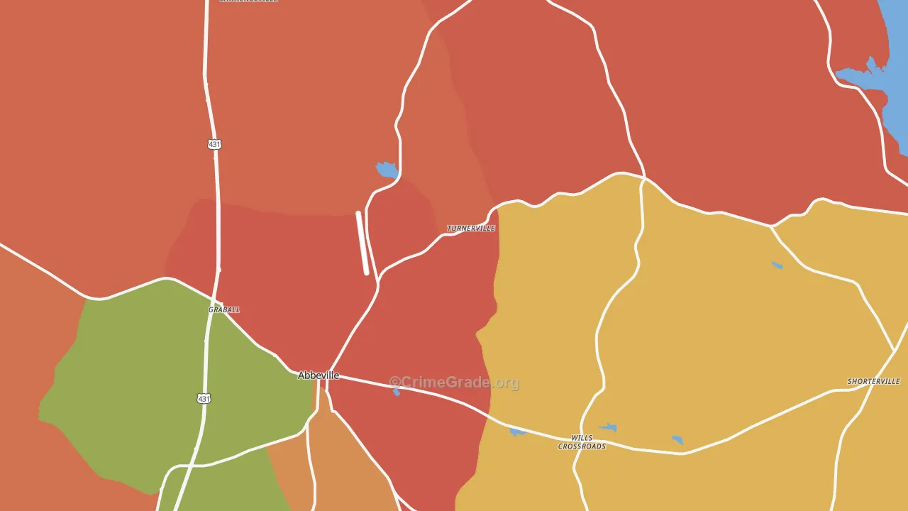 Abbeville, AL Map of Arson Rates