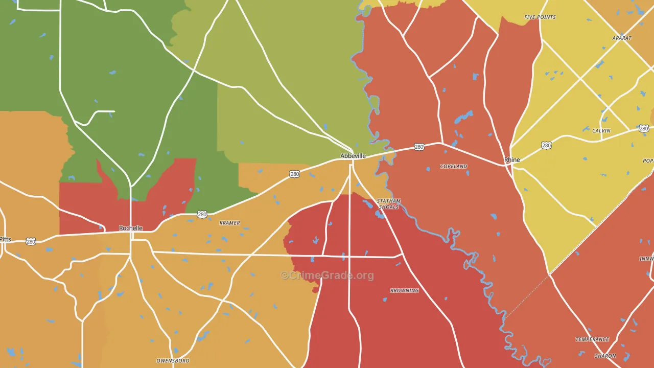 Abbeville, GA Map of Arson Rates