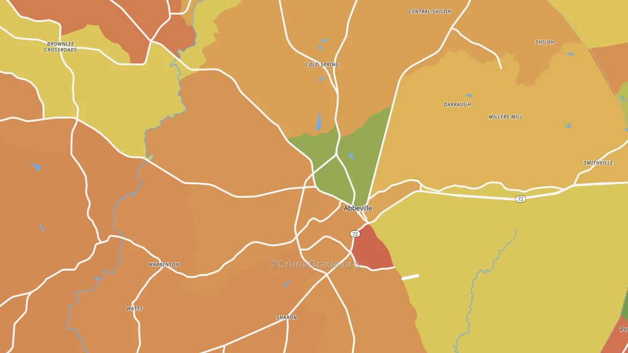 Abbeville, SC Map of Arson Rates