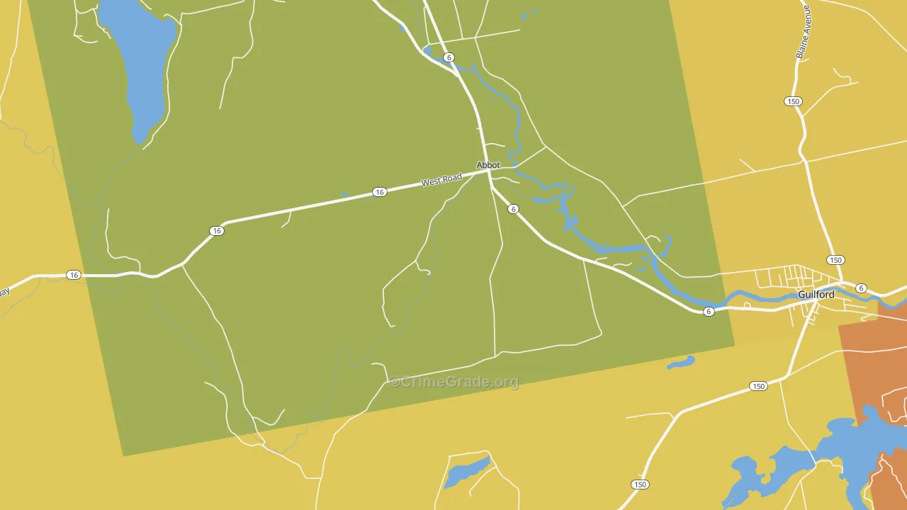 Abbot Village, ME Map of Arson Rates