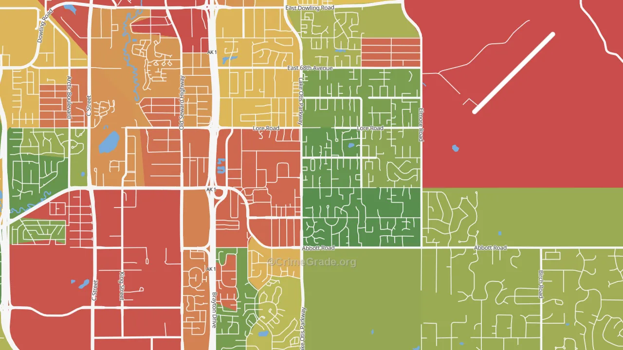 Abbott Loop, Anchorage, AK Map of Arson Rates