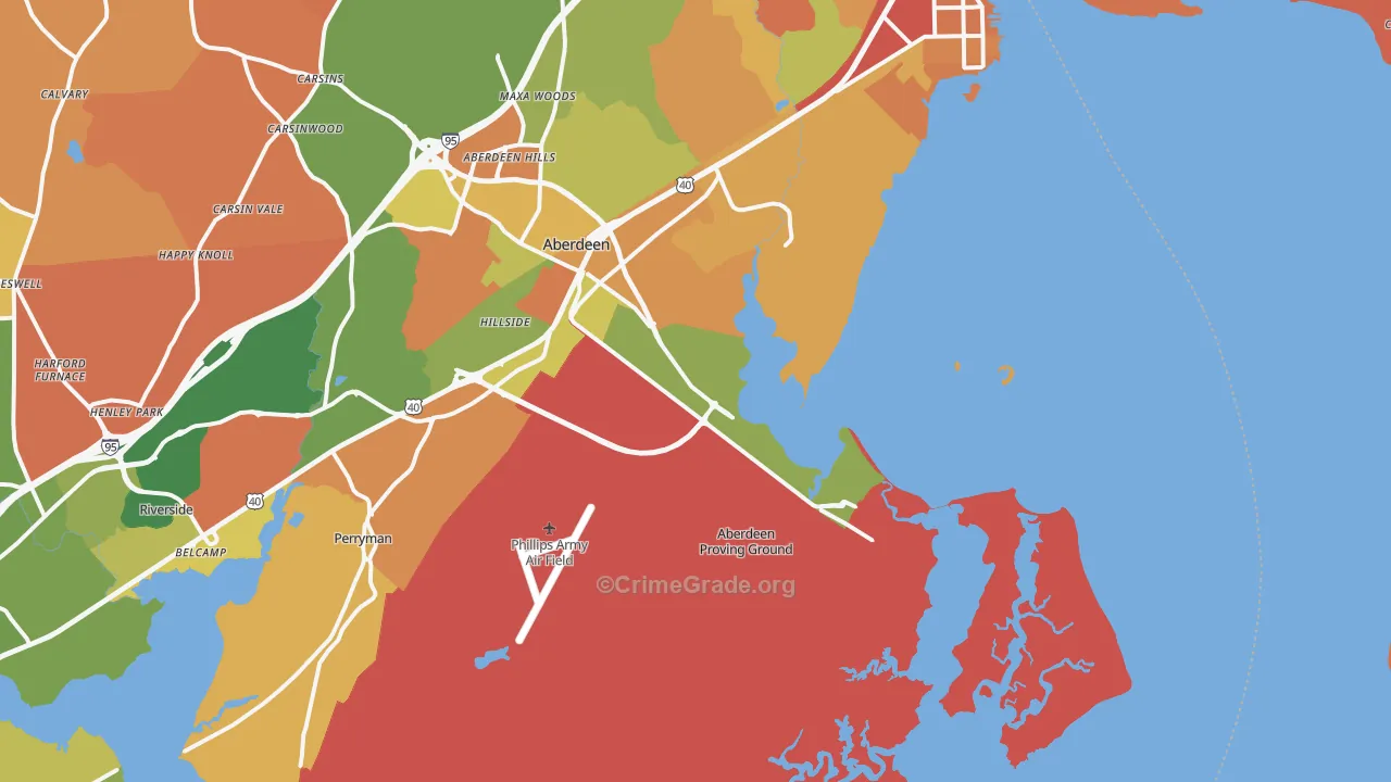 Aberdeen Proving Ground, MD Map of Arson Rates