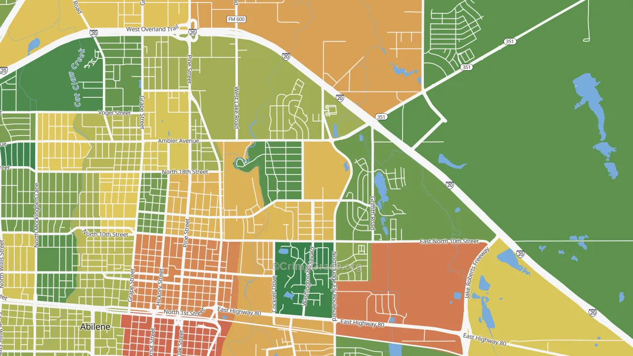 Abilene Heights Area, Abilene, TX Map of Arson Rates