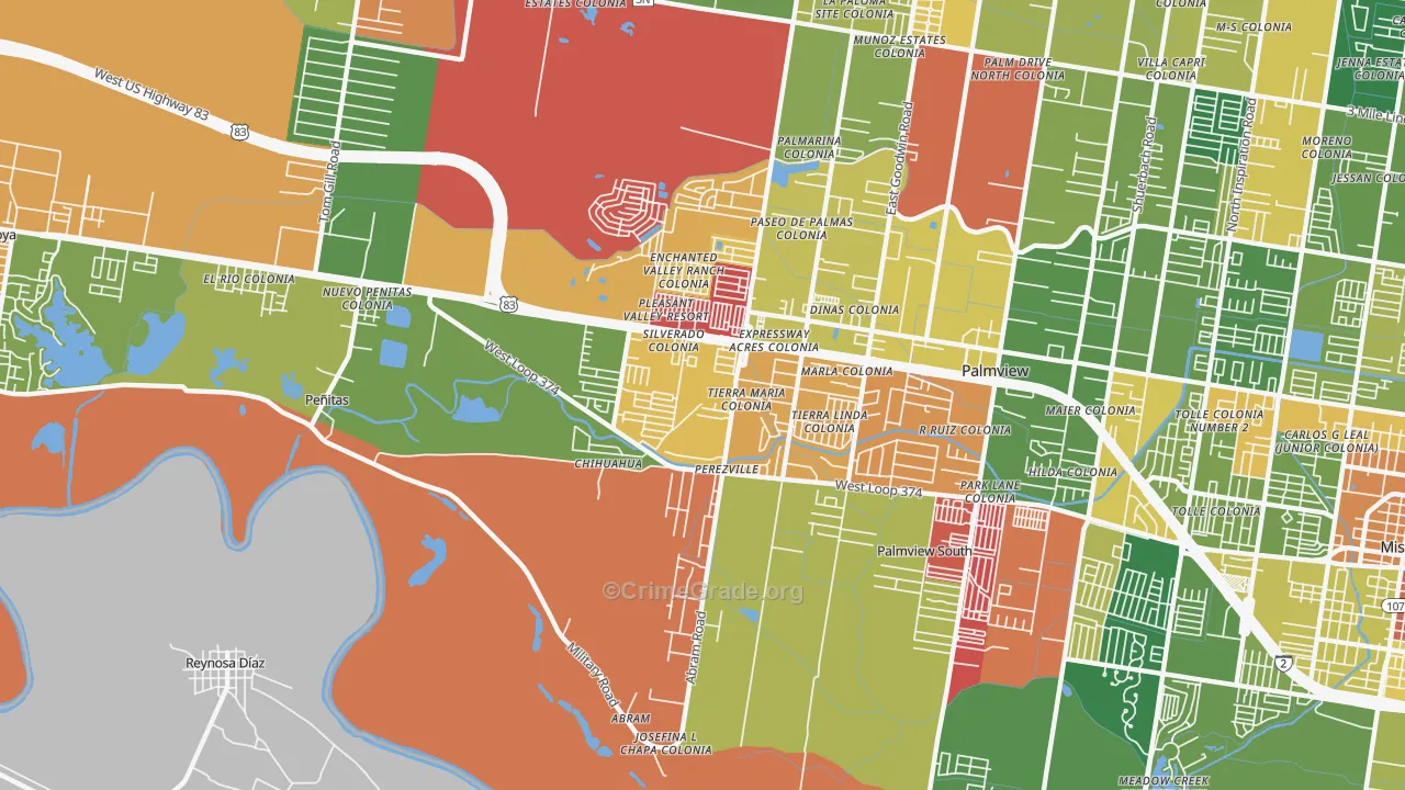 Abram-Perezville, Mission, TX Map of Arson Rates