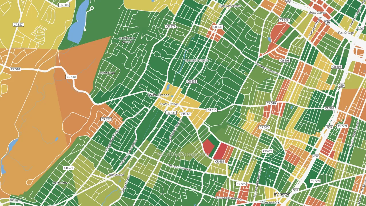 Academy Heights, Orange, NJ Map of Arson Rates