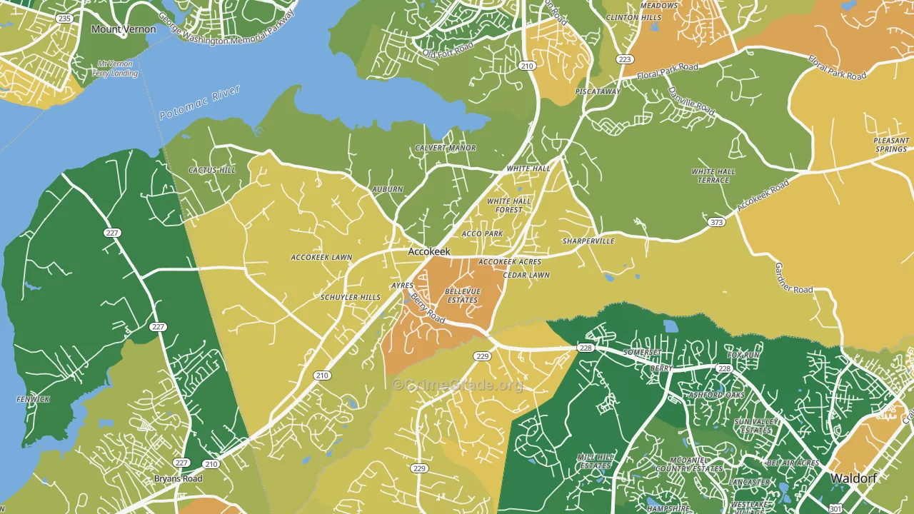 Accokeek, MD Map of Arson Rates