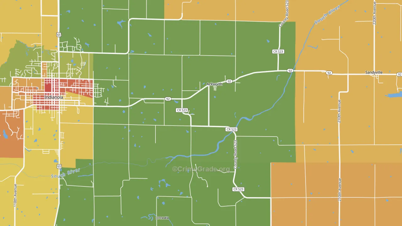 Ackworth, IA Map of Arson Rates