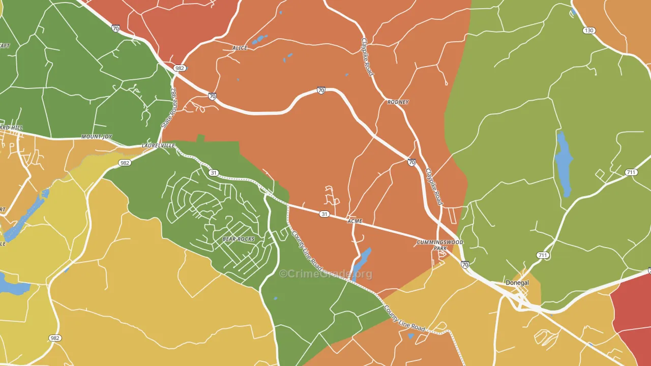 Acme, PA Map of Arson Rates