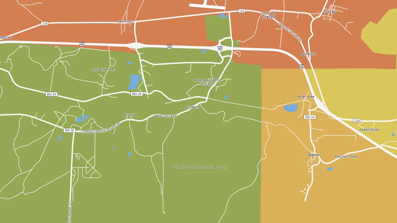 Acoma Pueblo, NM Map of Arson Rates
