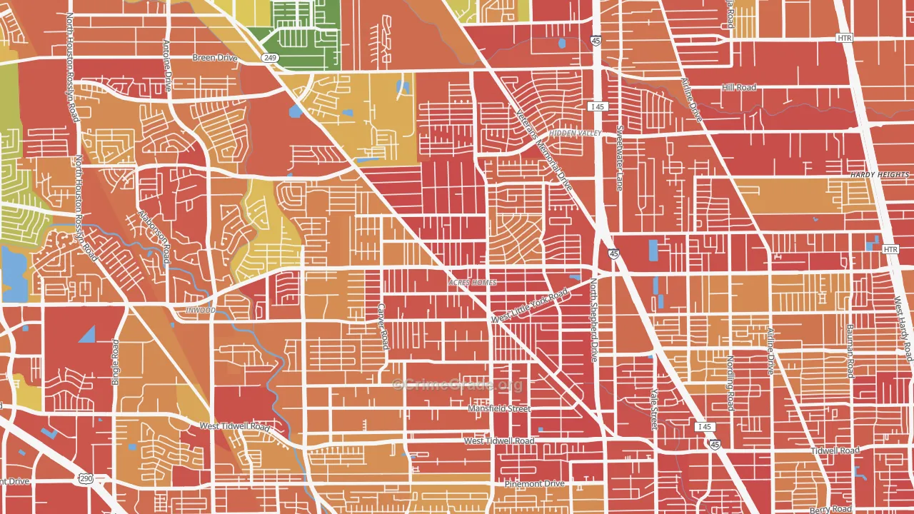 Acres Home, Houston, TX Map of Arson Rates