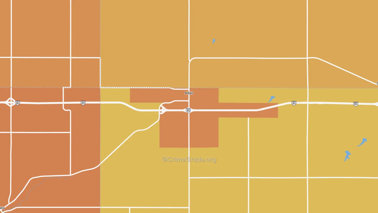 Adair, IA Map of Arson Rates