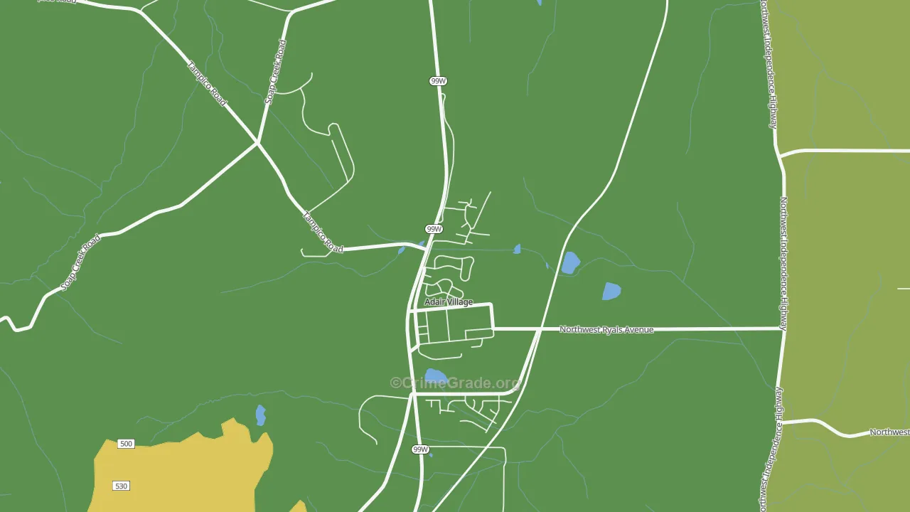 Adair Village, OR Map of Arson Rates