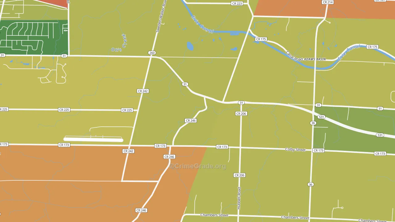 Adams Basin, NY Map of Arson Rates