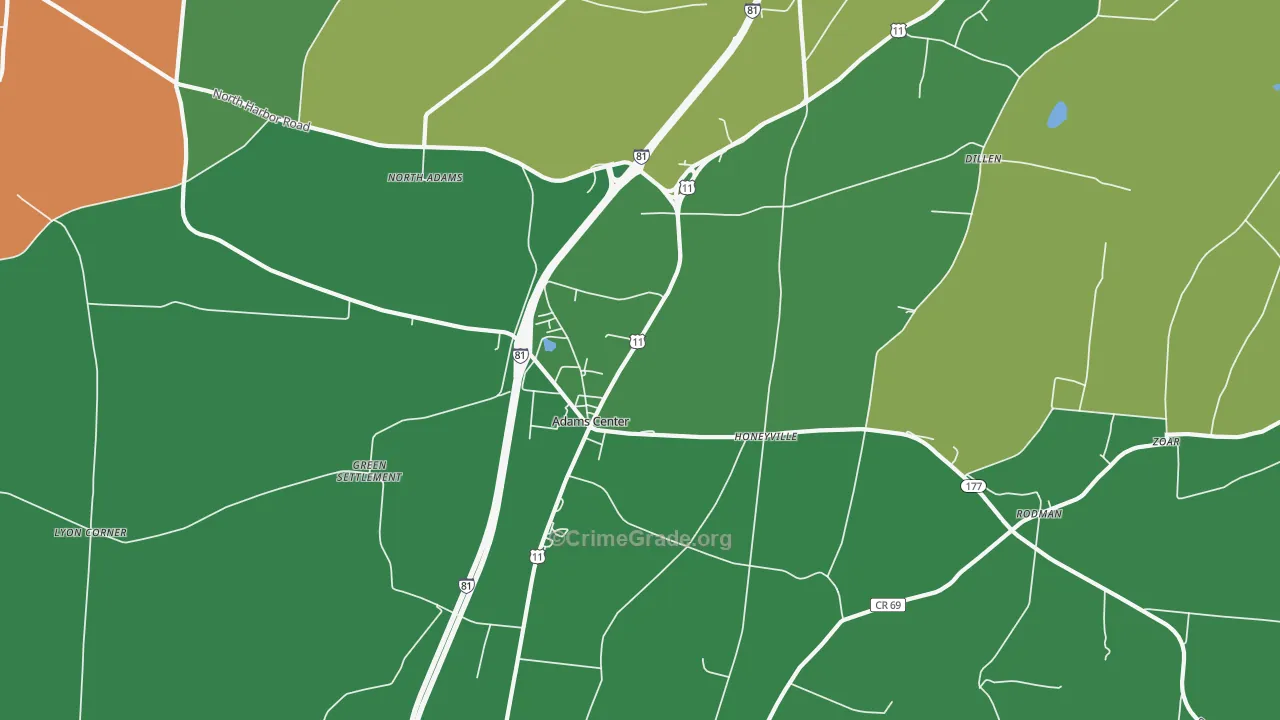 Adams Center, NY Map of Arson Rates