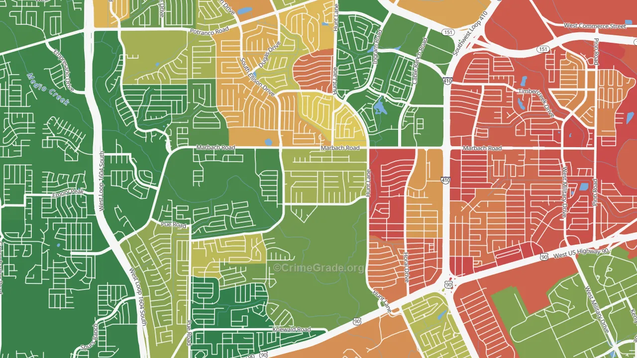 Adams Hill, San Antonio, TX Map of Arson Rates