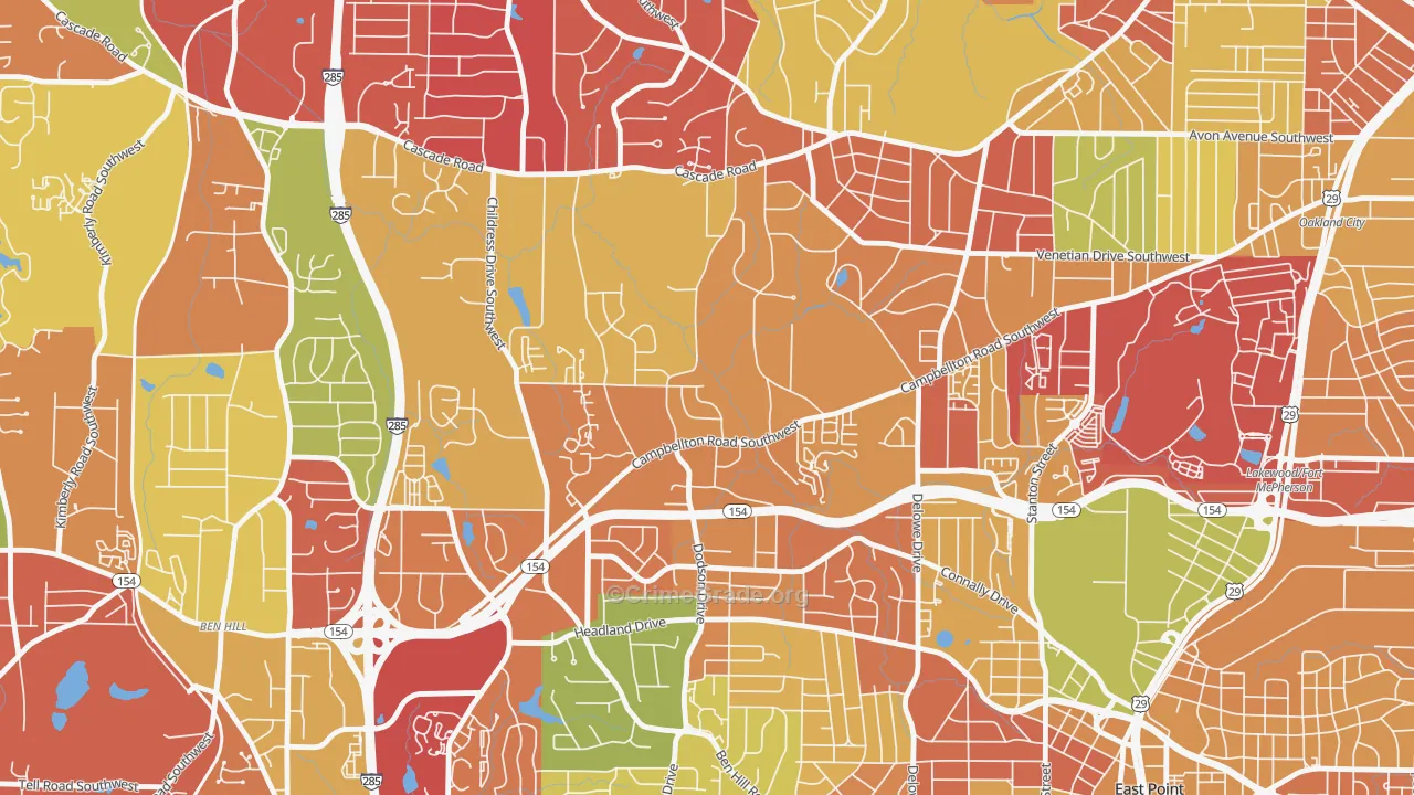 Adams Park, Atlanta, GA Map of Arson Rates