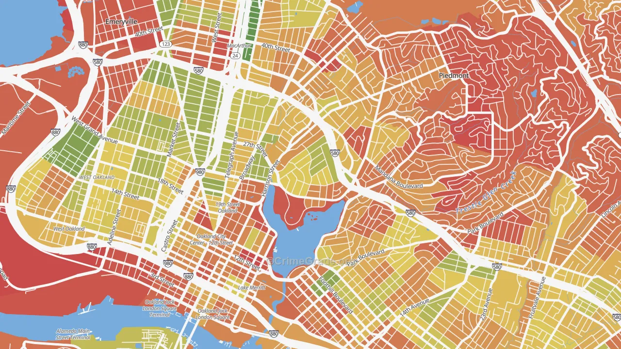Adams Point, Oakland, CA Map of Arson Rates
