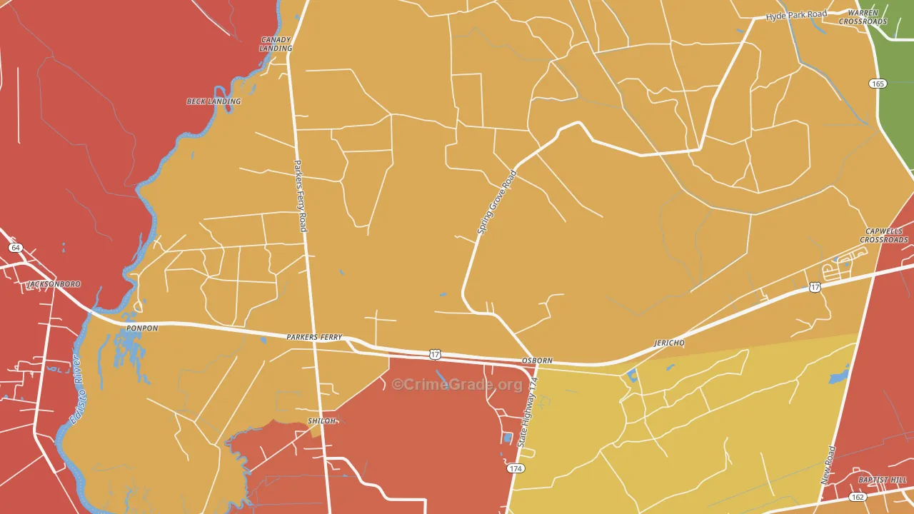 Adams Run, SC Map of Arson Rates