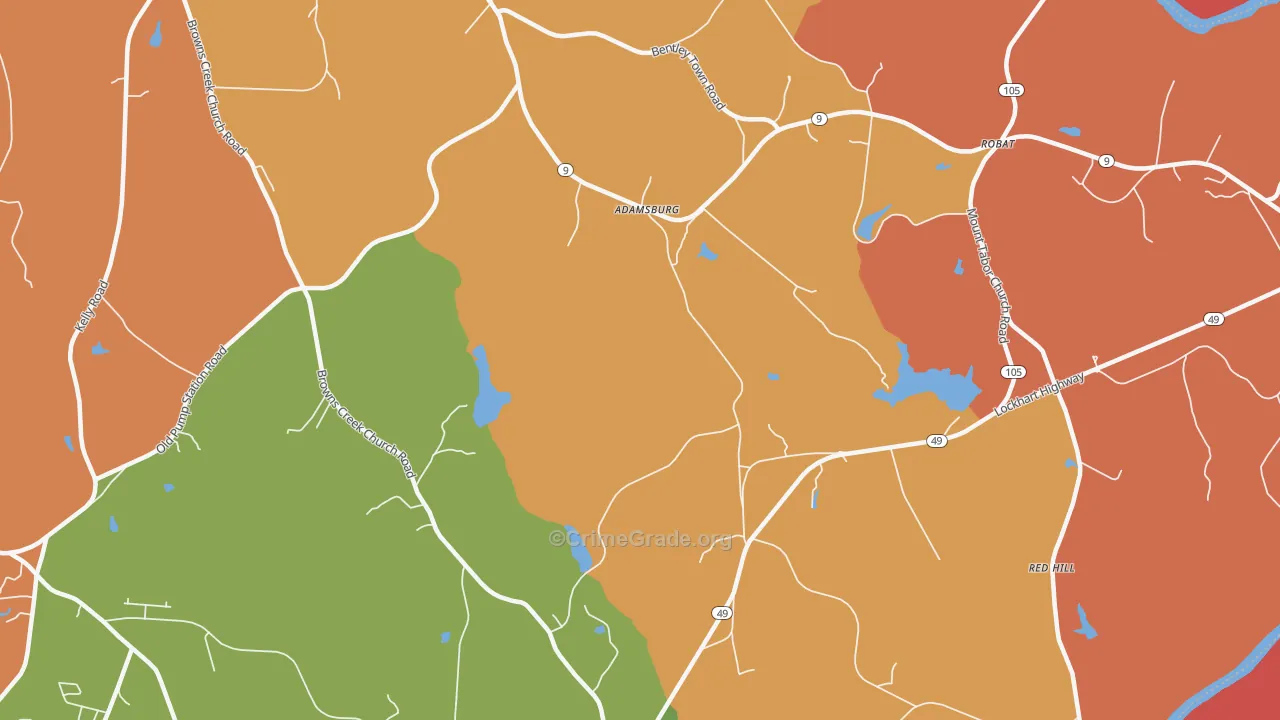 Adamsburg, SC Map of Arson Rates