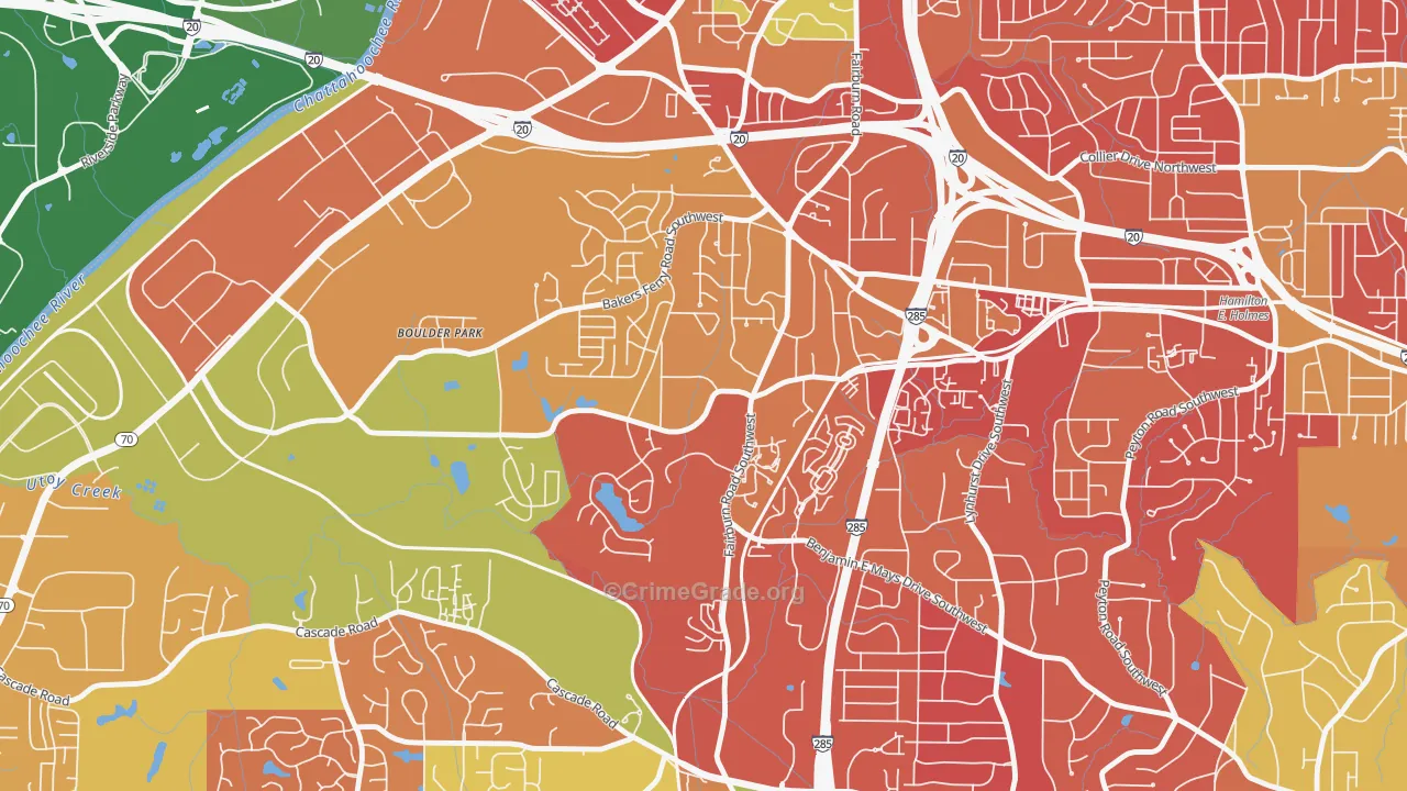 Adamsville, Atlanta, GA Map of Arson Rates