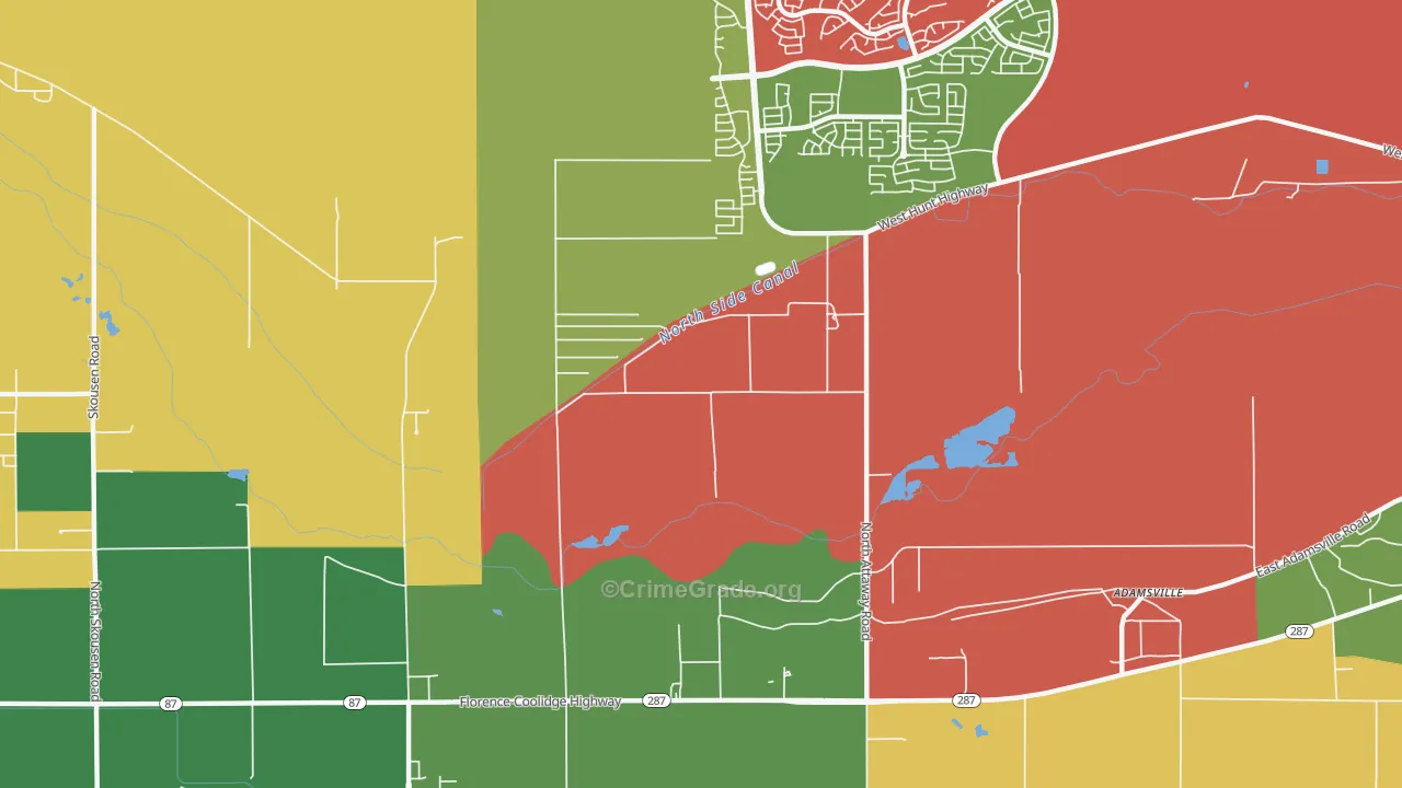 Adamsville, AZ Map of Arson Rates