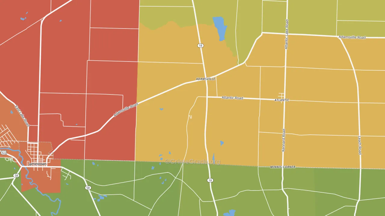 Adamsville, PA Map of Arson Rates