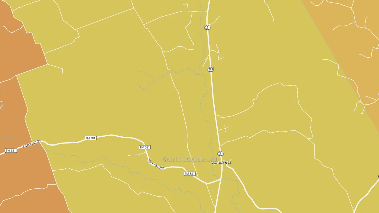 Adamsville, TX Map of Arson Rates