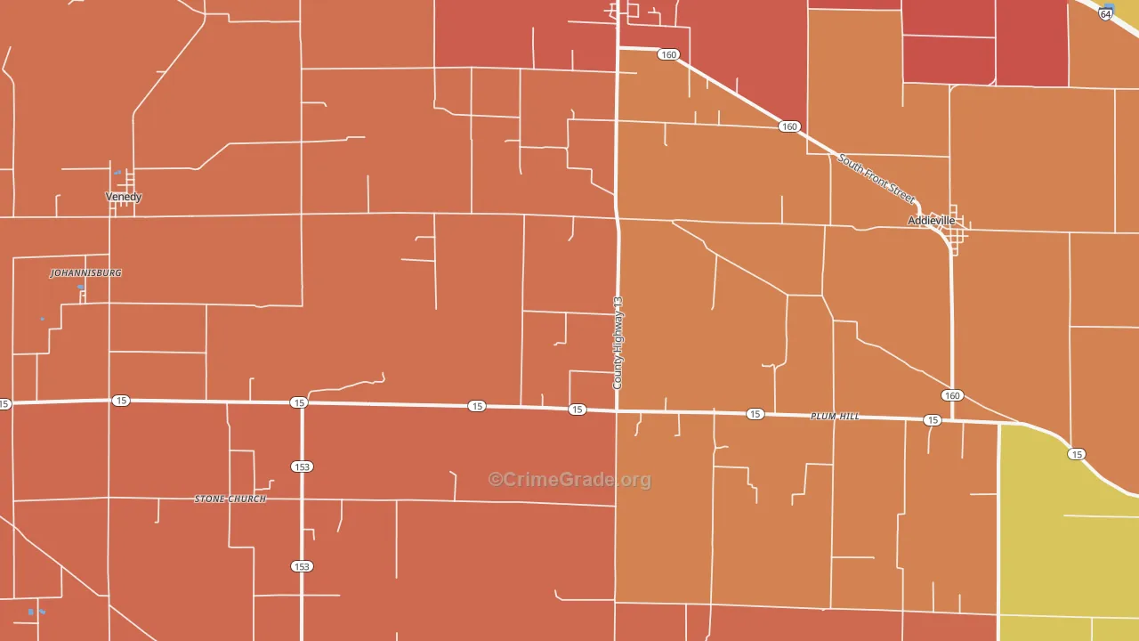 Addieville, IL Map of Arson Rates