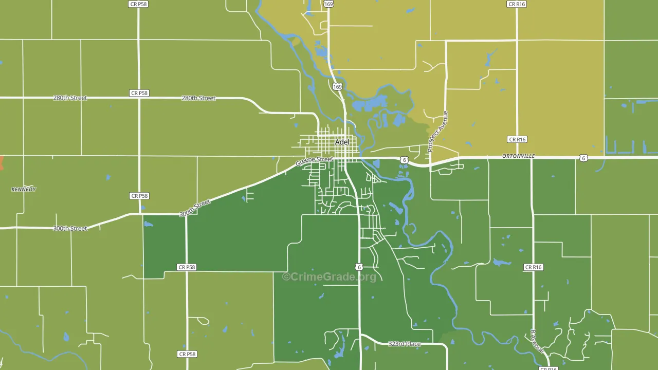 Adel, IA Map of Arson Rates