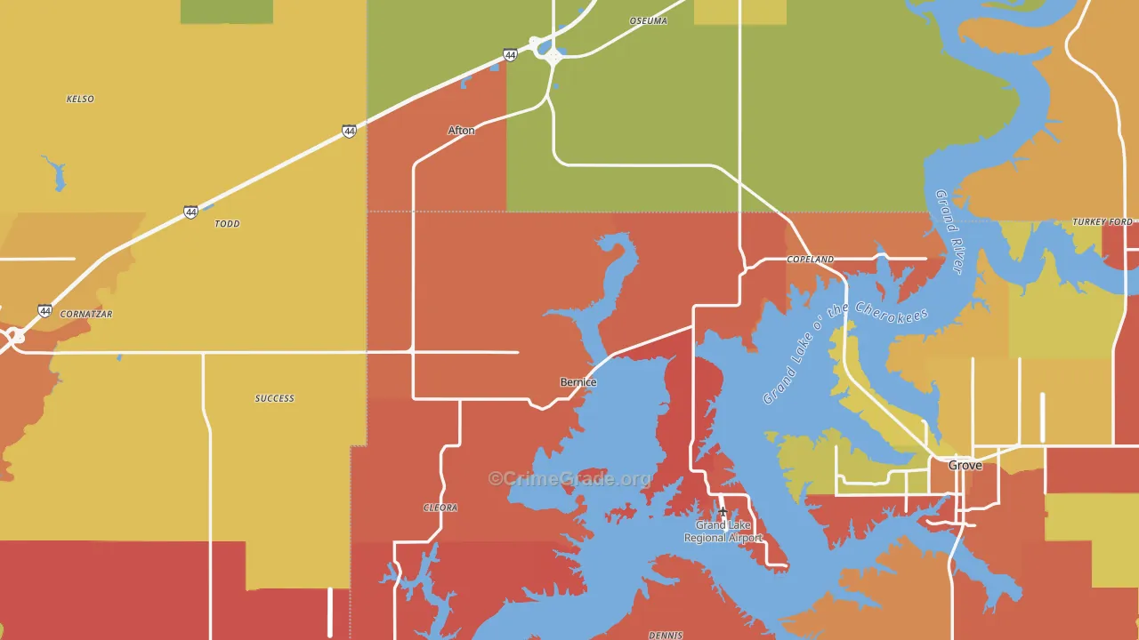 Afton, OK Map of Arson Rates