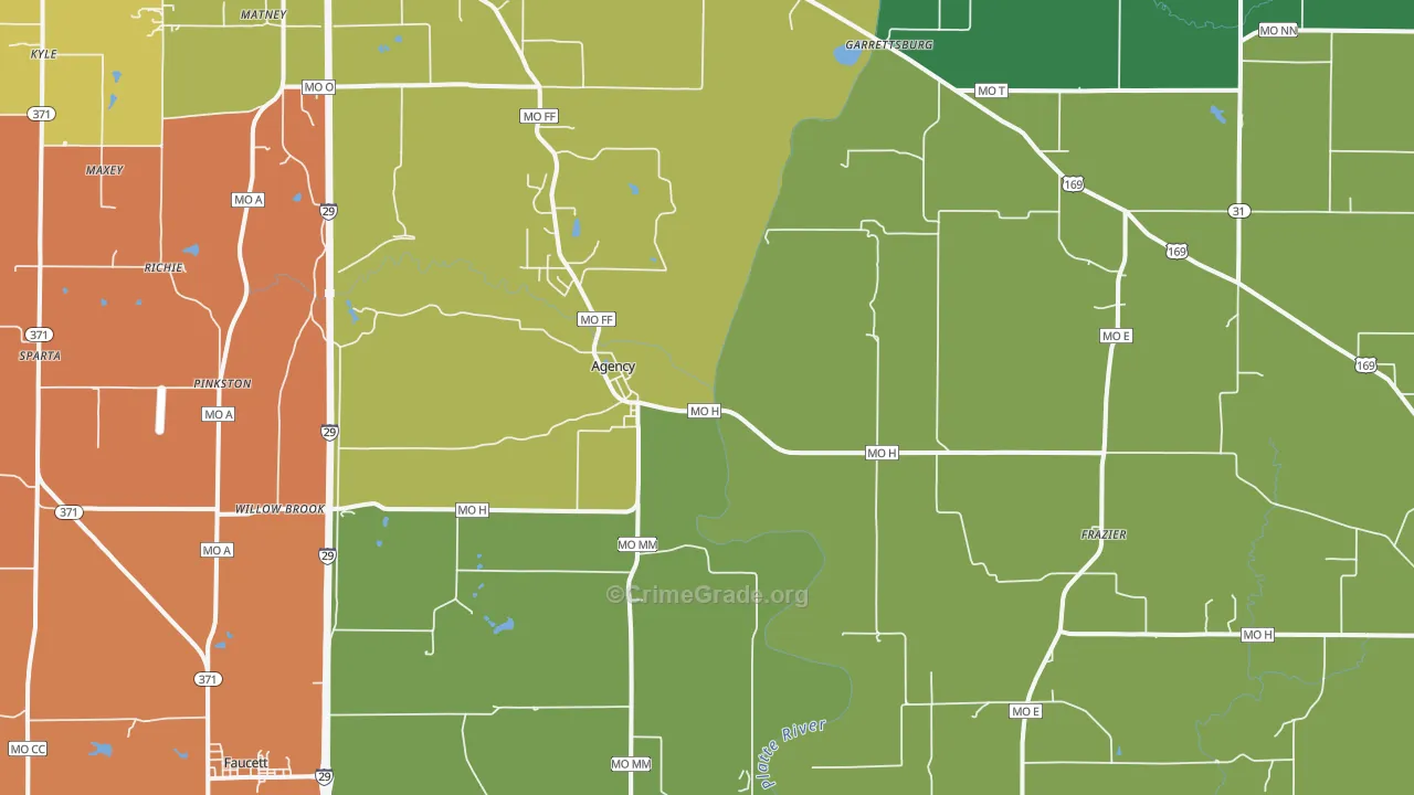 Agency, MO Map of Arson Rates
