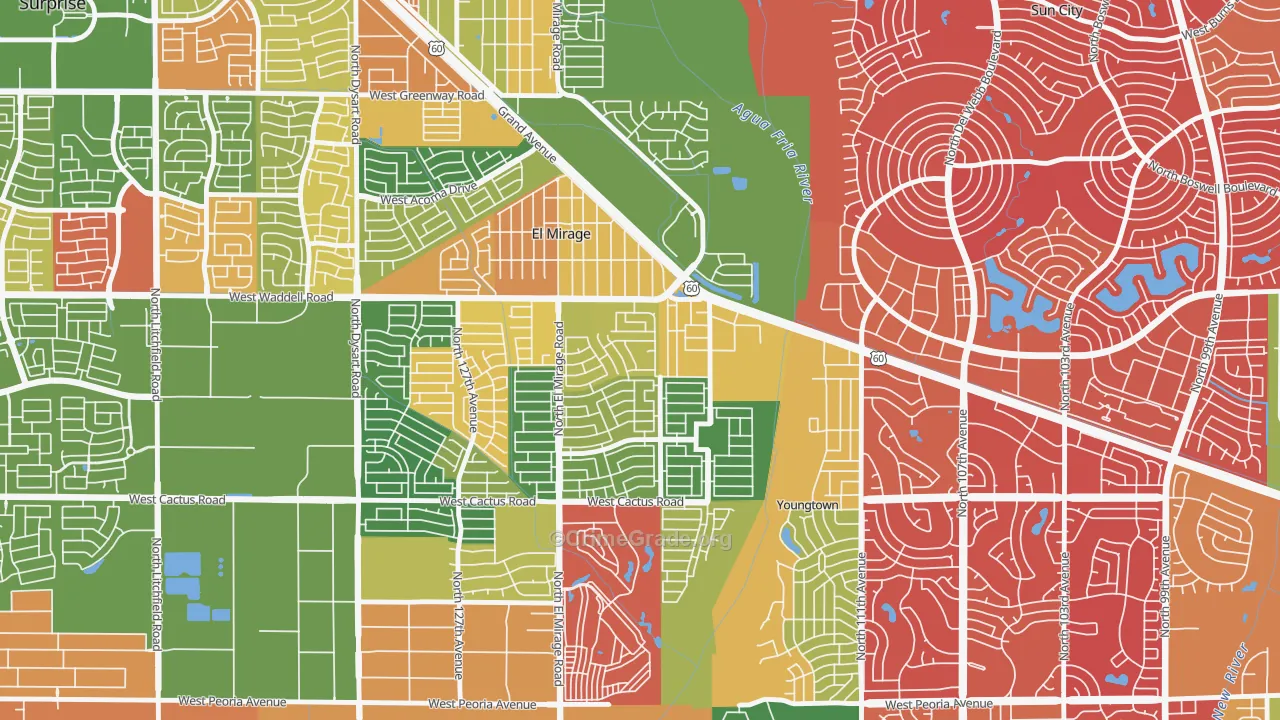 Agua Fria, El Mirage, AZ Map of Arson Rates
