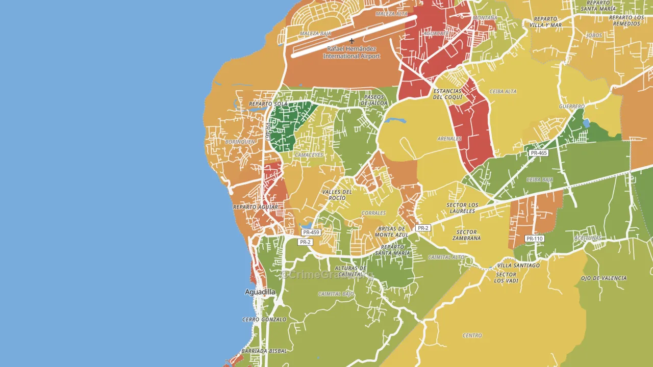 Aguadilla, PR Map of Arson Rates