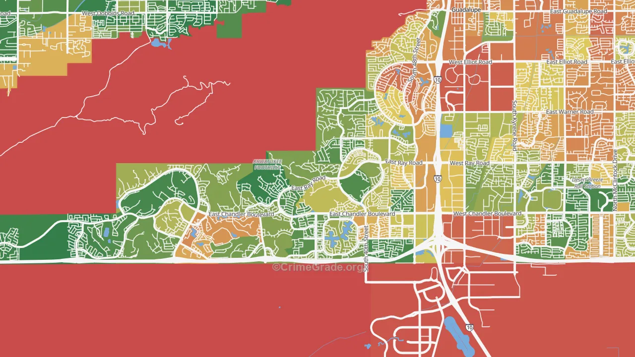 Ahwatukee, Phoenix, AZ Map of Arson Rates