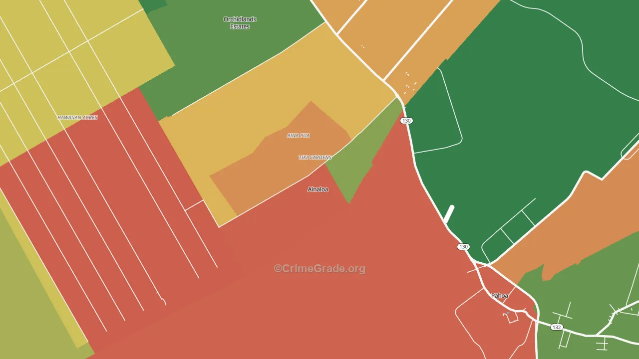 Ainaloa, HI Map of Arson Rates