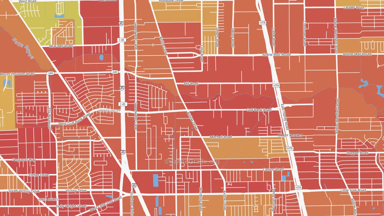 Airline, Houston, TX Map of Arson Rates