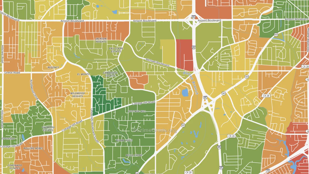 Airmont, Mobile, AL Map of Arson Rates