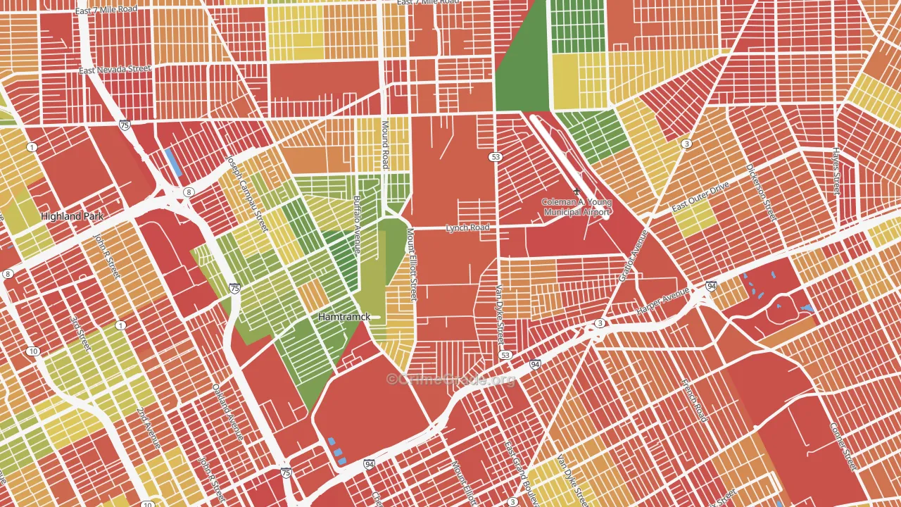 Airport, Detroit, MI Map of Arson Rates