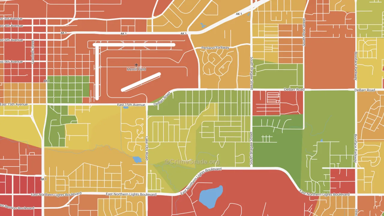 Airport Heights, Anchorage, AK Map of Arson Rates