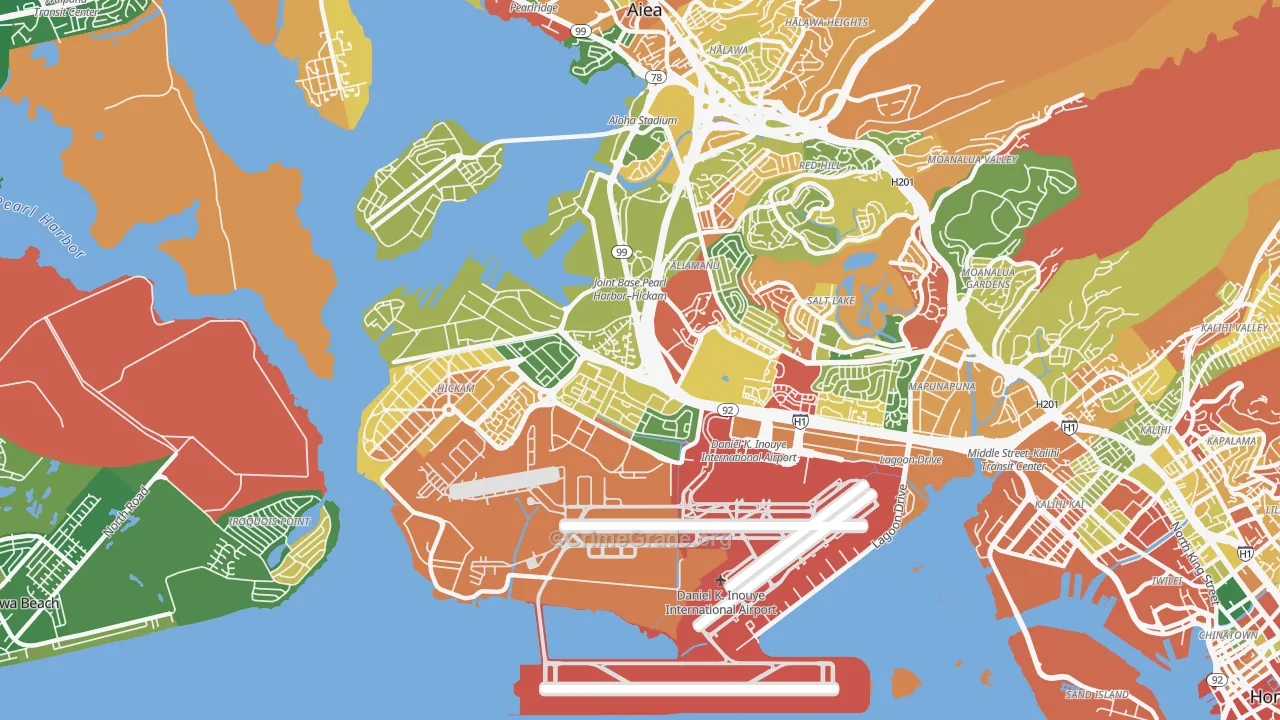 Airport, Honolulu, HI Map of Arson Rates