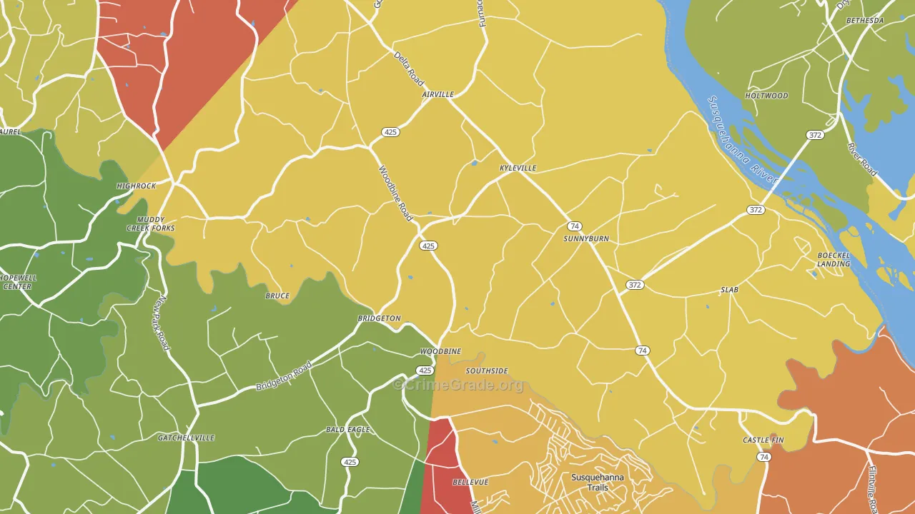 Airville, PA Map of Arson Rates
