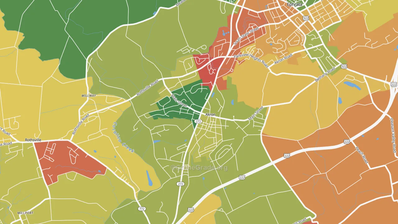 Akron, PA Map of Arson Rates
